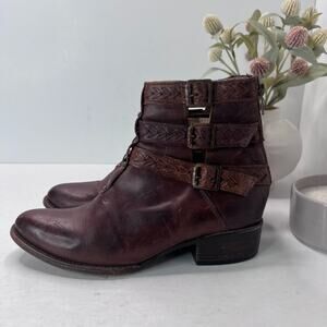 Freebird by Steven Roper Distressed Leather Western Ankle Boots Brown Women's 9